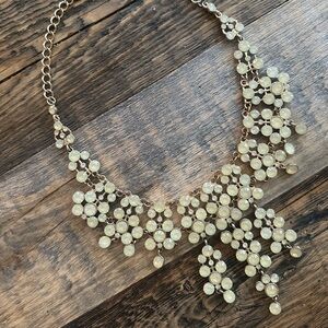 Vintage NATASHA Boho Chic Yellow Crystal Statement Bib Chunky Waterfall Necklace